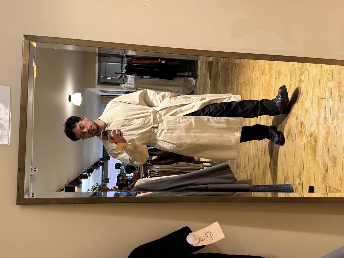 Shopping for quality clothing.