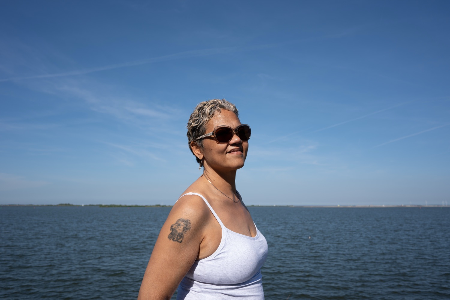 Germaine, who leads a blended family, photographed at home.